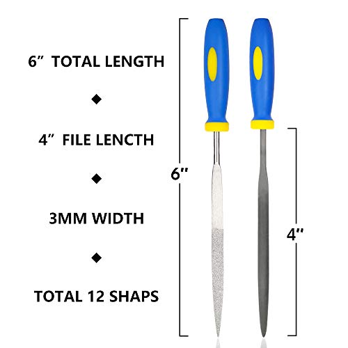 KALIM 2 Sets Carbon Steel File and Diamond File(Total 12pcs), Suitable for Metal, Wood, Jewelry, Model, DIY and Nearly All Uses, Packed in A Carry Bag. - Image 2