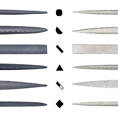KALIM 2 Sets Carbon Steel File and Diamond File(Total 12pcs), Suitable for Metal, Wood, Jewelry, Model, DIY and Nearly All Uses, Packed in A Carry Bag. - Image 3