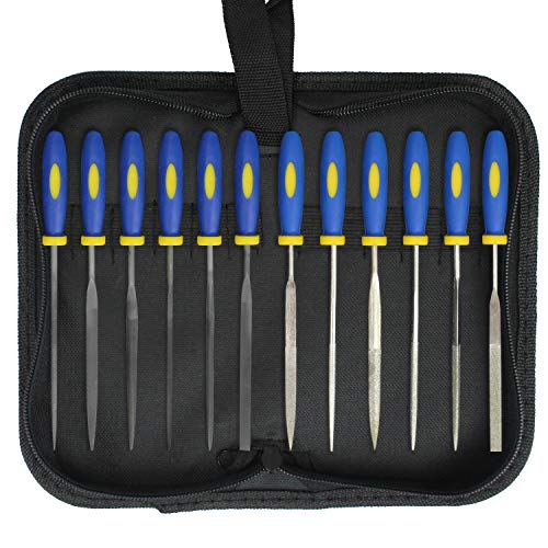 KALIM 2 Sets Carbon Steel File and Diamond File(Total 12pcs), Suitable for Metal, Wood, Jewelry, Model, DIY and Nearly All Uses, Packed in A Carry Bag. - Image 1
