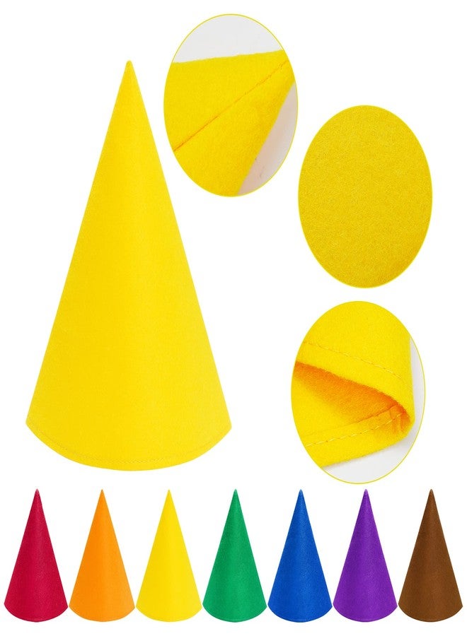 Fengek 7 Packs Christmas Gnome Hats, Felt Cone Dwarf Hats for Unisex Adults Teens Elf Hat for Halloween Party Supplies, 7 Colors - Image 3