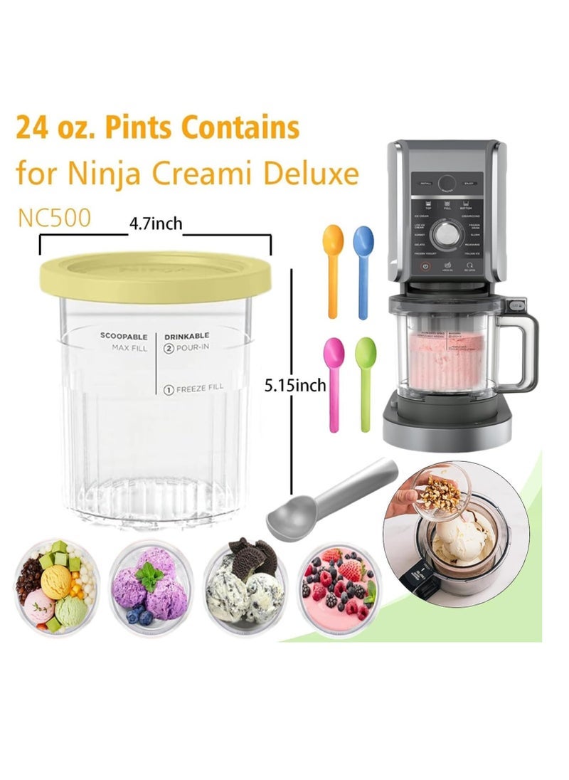 general 4 Pack Ninja Pint Cups and Lids for NC501 NC500 Ice Cream Cream Containers Cups Tubs Canister Set Milkshake Pots Compatible with Ninja Ice Cream Maker Machines - Image 2