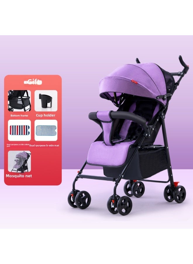 ORiTi عربة أطفال خفيفة الوزن وقابلة للطي، يمكن الجلوس أو الاستلقاء، قابلة للسحب بسهولة بنقرة واحدة - بنفسجي - Image 1