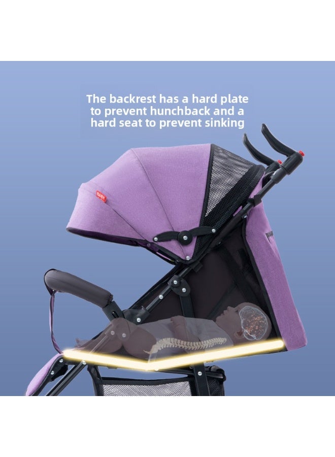 ORiTi عربة أطفال خفيفة الوزن وقابلة للطي، يمكن الجلوس أو الاستلقاء، قابلة للسحب بسهولة بنقرة واحدة - بنفسجي - Image 5