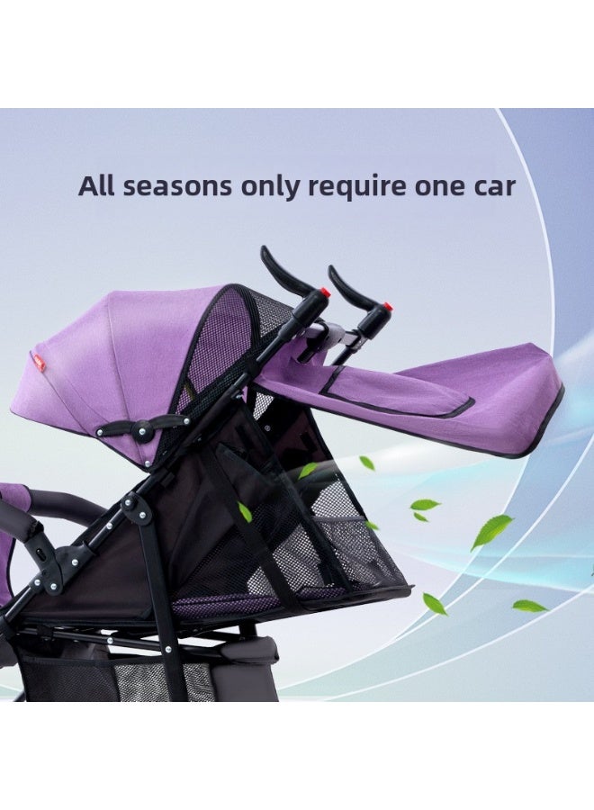 ORiTi عربة أطفال خفيفة الوزن وقابلة للطي، يمكن الجلوس أو الاستلقاء، قابلة للسحب بسهولة بنقرة واحدة - بنفسجي - Image 4