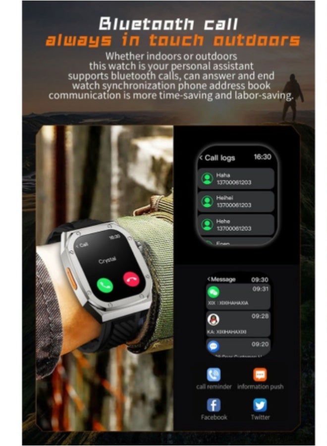 Z79 Max Smartwatch 2.1 HD Screen with NFC, Compass, Bluetooth Calls, Music Player  Health Monitor – 460mAh Battery, Stainless Steel Silver Strap, IP68 Waterproof - Image 4