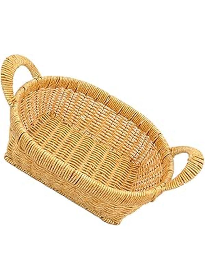 Tea Color Handwoven Rattan Storage Basket Double Handle Kitchen Pantry Organization - Image 1