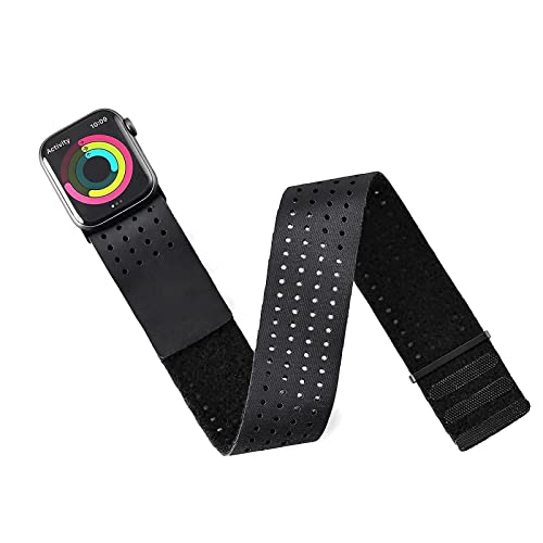 Tefeca Black Mesh Lycra Breathable Sport Loop Armband/Ankle Band Compatible with Apple Watch Ultra/Ultra2 49mm, Series 10 46mm, Series 9/8/7 45mm,SE2/SE/6/5/4 44mm(M/L for 42mm/41mm/40mm) - Image 1