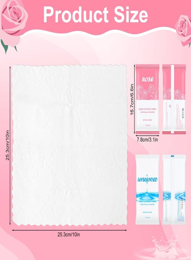 Zhjianup Moist Towelettes, Disposable Pre Moistened Towels Individually Wrapped, Soft Portable Face & Body Wet Towels for Travel Hotel Sport Camping Spa 9.8 inch (Pack of 60, Rose & Fresh - Image 2