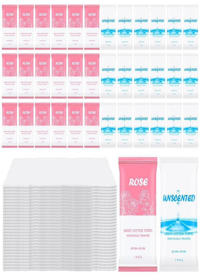Zhjianup Moist Towelettes, Disposable Pre Moistened Towels Individually Wrapped, Soft Portable Face & Body Wet Towels for Travel Hotel Sport Camping Spa 9.8 inch (Pack of 60, Rose & Fresh - Image 1