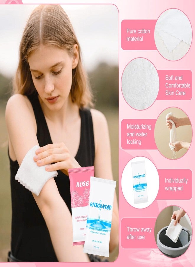 Zhjianup Moist Towelettes, Disposable Pre Moistened Towels Individually Wrapped, Soft Portable Face & Body Wet Towels for Travel Hotel Sport Camping Spa 9.8 inch (Pack of 60, Rose & Fresh - Image 3