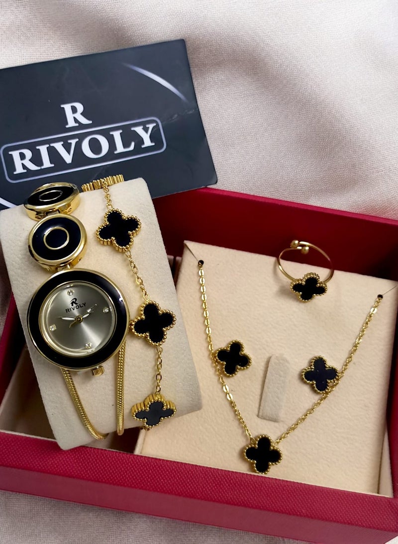 Rivoli Elegant women's stainless-steel set consisting of a waterproof watch with a set of bracelets, rings, necklaces, and earrings - Image 2