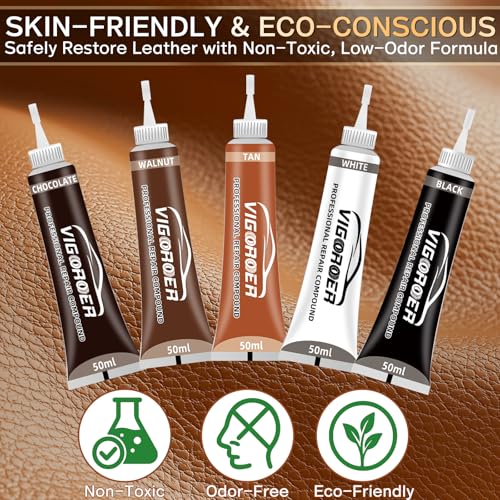 Vigorder Brown Leather Repair Kit for Furniture, Leather Couch Repair Kit for Furniture, Sofa, Jacket, Purse – Super Easy Instructions to Fix Scratches, Tears, Holes, and Peeling - Image 5