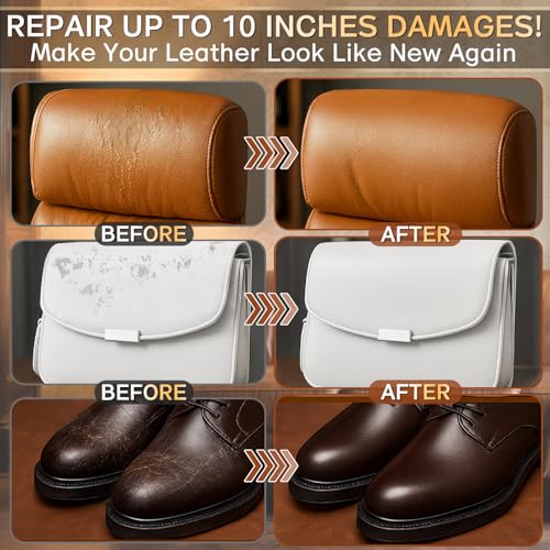 Vigorder Brown Leather Repair Kit for Furniture, Leather Couch Repair Kit for Furniture, Sofa, Jacket, Purse – Super Easy Instructions to Fix Scratches, Tears, Holes, and Peeling - Image 2