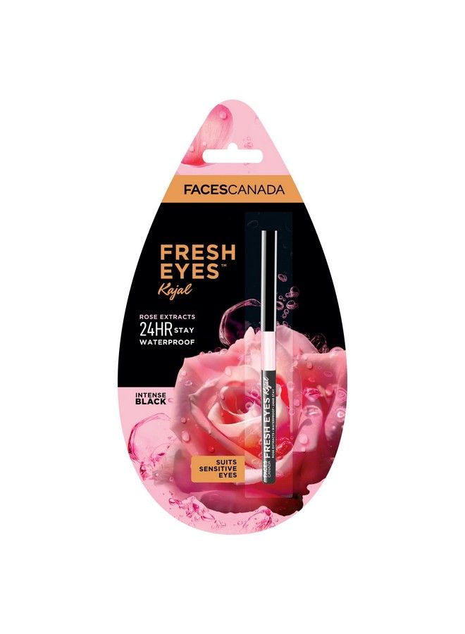 Faces Canada Fresh Eyes Kajal 0.35G ; With Rose Extracts ; 24Hr Waterproof ; Suits Sensitive Eyes ; Intense Black Matte Finish ; Soothes & Cools ; Refreshes Tired Eyes ; Gentle ; Smudgeproof ; Vegan  - Image 2