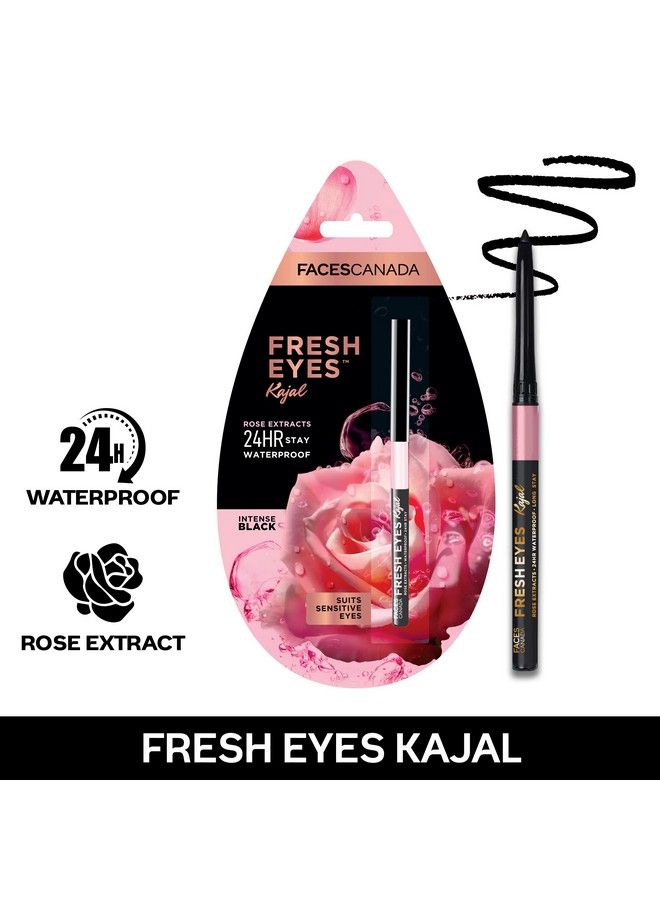 Faces Canada Fresh Eyes Kajal 0.35G ; With Rose Extracts ; 24Hr Waterproof ; Suits Sensitive Eyes ; Intense Black Matte Finish ; Soothes & Cools ; Refreshes Tired Eyes ; Gentle ; Smudgeproof ; Vegan  - Image 3