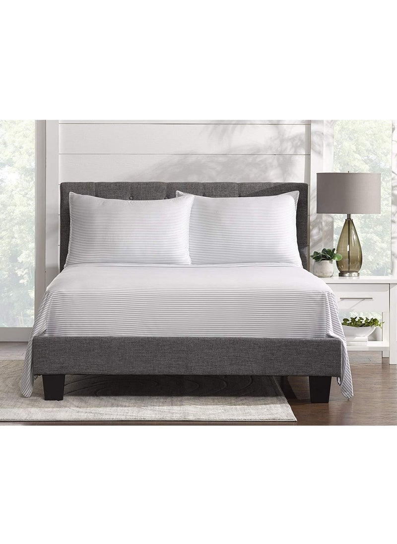7 STARS HZM Bamboo Bed Sheet Set Super King, Kinag, Queen, Double, Twin, Single 400TC Cool, Anti-Allergic, Soft and Silky Includes 1 Fitted, 1 Flat, 2 Pillowcase – White Silver  - Image 3