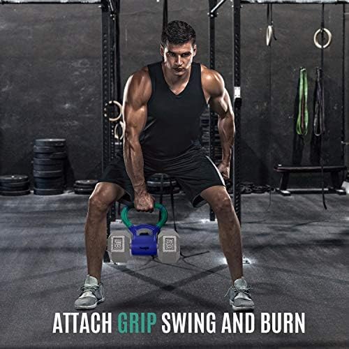 Yes4All قبضة كيتل بيل من Yes4All - النسخة الجديدة من قبضة الكيتل - مقبض لتحويل الدمبل إلى كيتل بيل للتمارين، أخضر/ بنفسجي نعناعي - Image 2