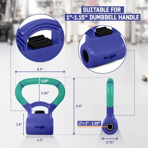 Yes4All قبضة كيتل بيل من Yes4All - النسخة الجديدة من قبضة الكيتل - مقبض لتحويل الدمبل إلى كيتل بيل للتمارين، أخضر/ بنفسجي نعناعي - Image 4