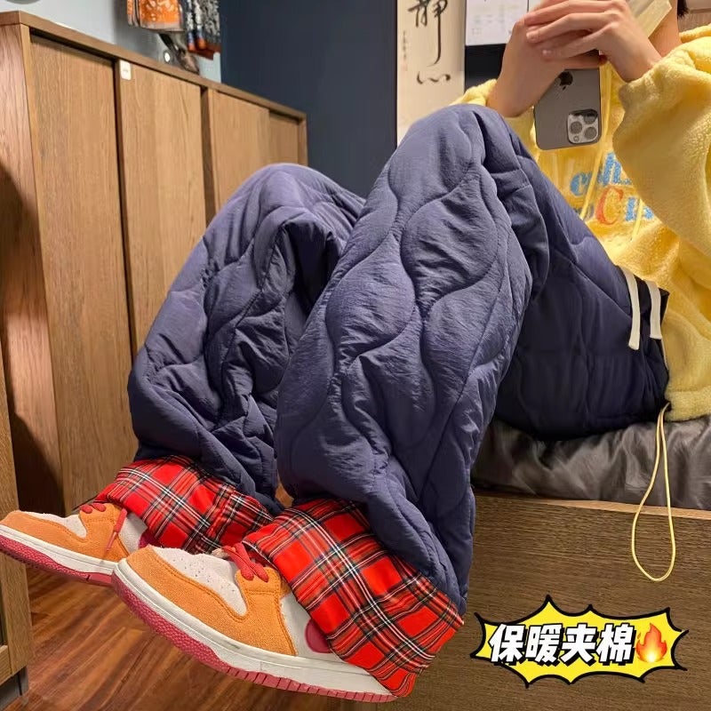 Guangzhou Thirteen Lines Of Women! Cotton Pants Women'S Winter Trendy Plaid Patchwork Loose Fleece-Lined Thick Pants Windproof Ski Pants - Image 1