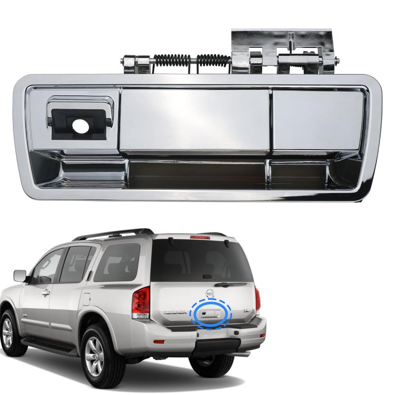 Osompar Rear Tailgate Exterior Door Handle Compatible with 20042015 Nissan Armada Replaces 90606ZZ90E 90606ZQ78A Liftgate Handle Chrome