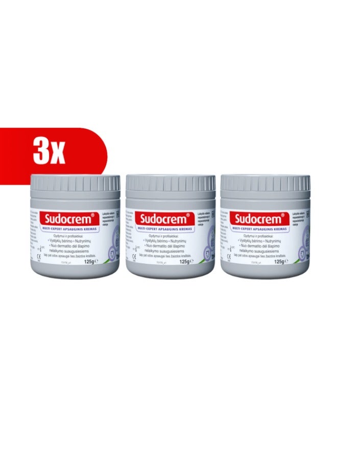 كريم العناية بالبشرة (عبوة من 3 قطع × 125 جم) - سودوكريم (Sudocrem): كريم حاجز واقٍ للبشرة الحساسة وللعناية بمنطقة الحفاض.