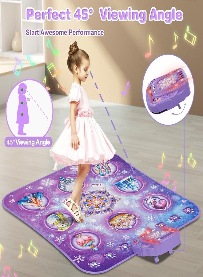 Surelect Dance Mat Children's Toy Gifts for Girls 3 4 5 6 7 8 9 Years, 2025 8 Buttons Dance Mat with Bluetooth, Flowing Light Control System with Stand, Purple Princess Gift for 3-12 Girls - Image 2