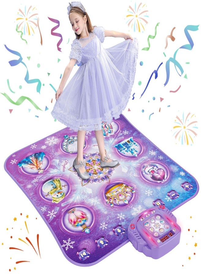 Surelect Dance Mat Children's Toy Gifts for Girls 3 4 5 6 7 8 9 Years, 2025 8 Buttons Dance Mat with Bluetooth, Flowing Light Control System with Stand, Purple Princess Gift for 3-12 Girls - Image 1