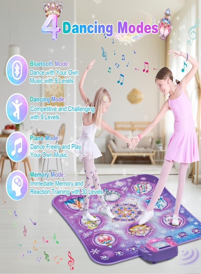Surelect Dance Mat Children's Toy Gifts for Girls 3 4 5 6 7 8 9 Years, 2025 8 Buttons Dance Mat with Bluetooth, Flowing Light Control System with Stand, Purple Princess Gift for 3-12 Girls - Image 4