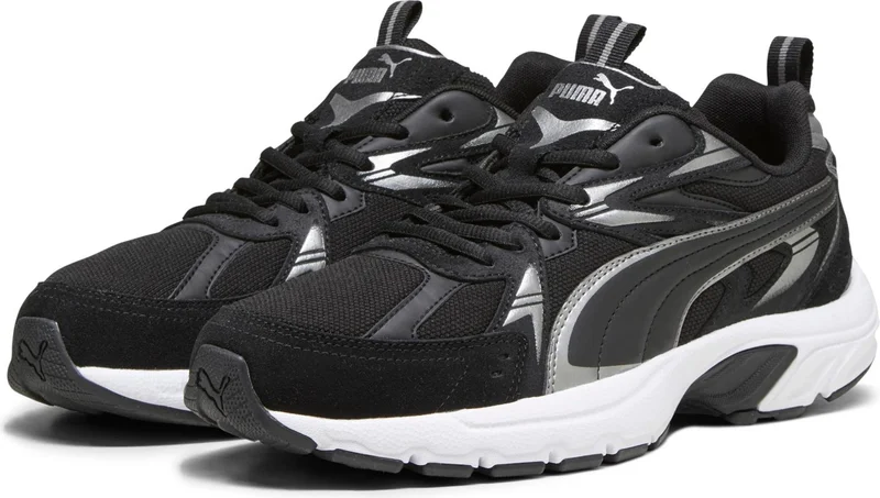 PUMA Unisex Black- Aged Silver-Cool Dark Gray Milenio Tech Suede Black Unisex Casual Sneakers