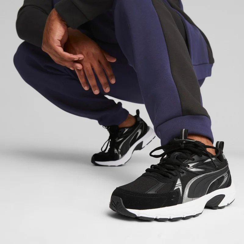 PUMA Unisex Black- Aged Silver-Cool Dark Gray Milenio Tech Suede Black Unisex Casual Sneakers