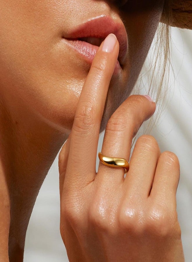THUNARAZ 14K Gold Plated Rings for Women Non Tarnish, Chunky Gold Ring That Don't Tarnish Twisted Wave Bands Thumb Statement Stackable Eternity Ring Size 5-10 - Image 3