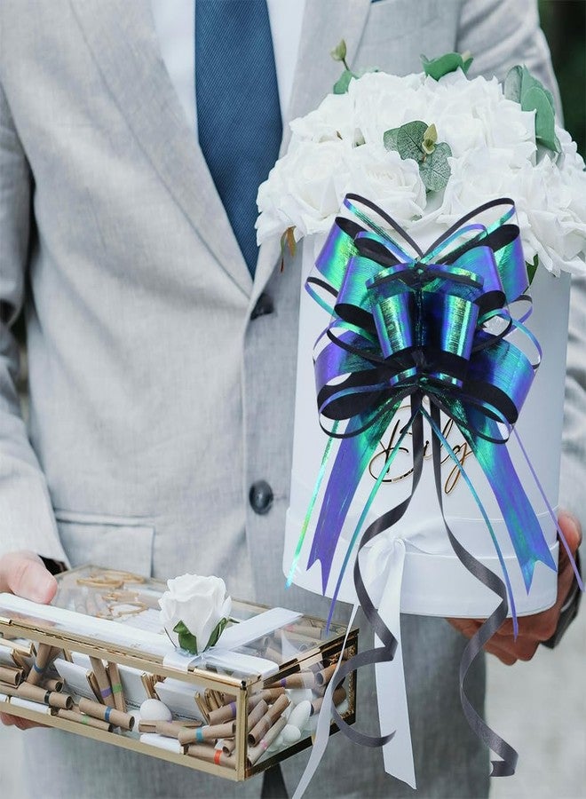 WEWILUCK Large Black Gift Bows - Perfect Iridescent Bows for Gift Boxes Wrapping, Pull Bows for Man, Corporate, Birthdays, Halloween, Holiday Present Decoration(6 inches, 10 PCS) - Image 2