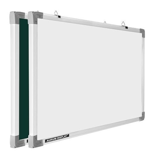 Aurum display Classic Light Weight Aluminium 2in1 whiteboard and Chalkboard (1.5 x 2 Feet) for Office, Home & School (60x45cm Pack of 1) - Image 1