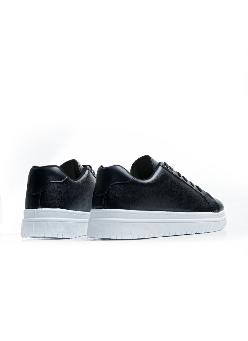 Desert - Minimalist Lace Up Flat Sneakers Black - Image 1
