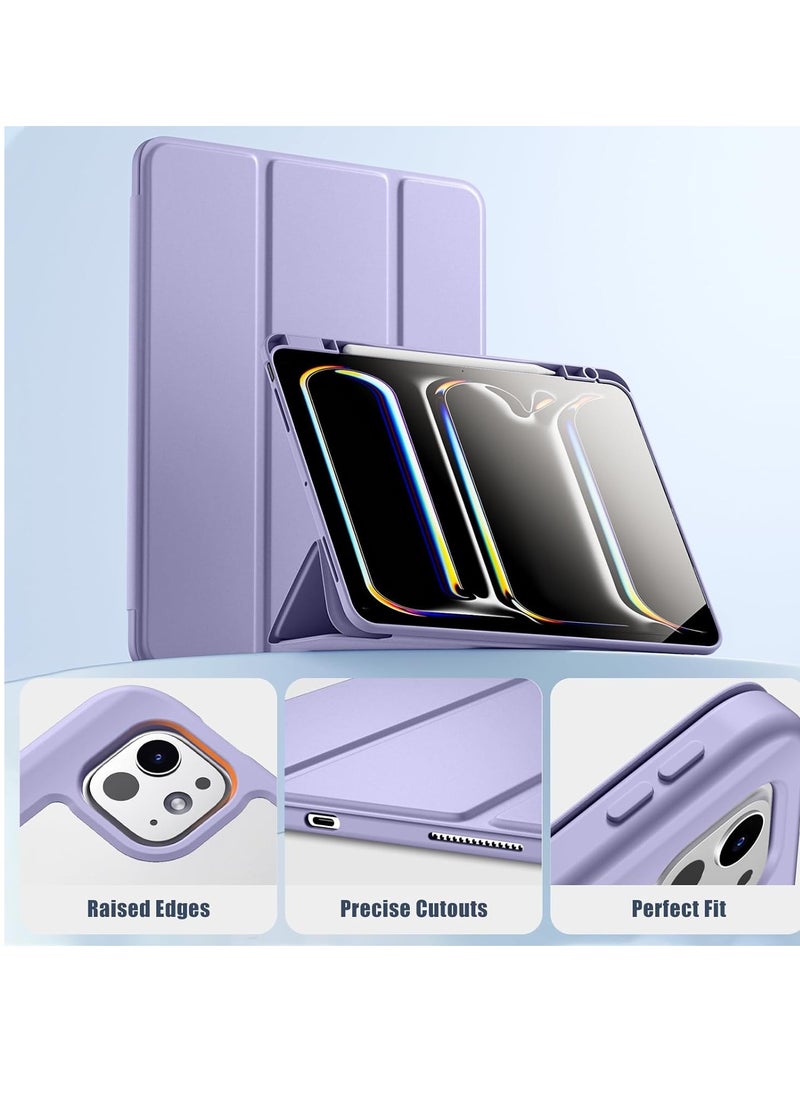 EVO - New Compatible with iPad Pro 11 inch Case 2024 M4 with Built-in Pencil Holder, for iPad Pro 11 Case with Hard Clear Back Shell, Support Pencil Pro & Pencil (USB-C), Auto Wake/Sleep,Lilac Purple - Image 1
