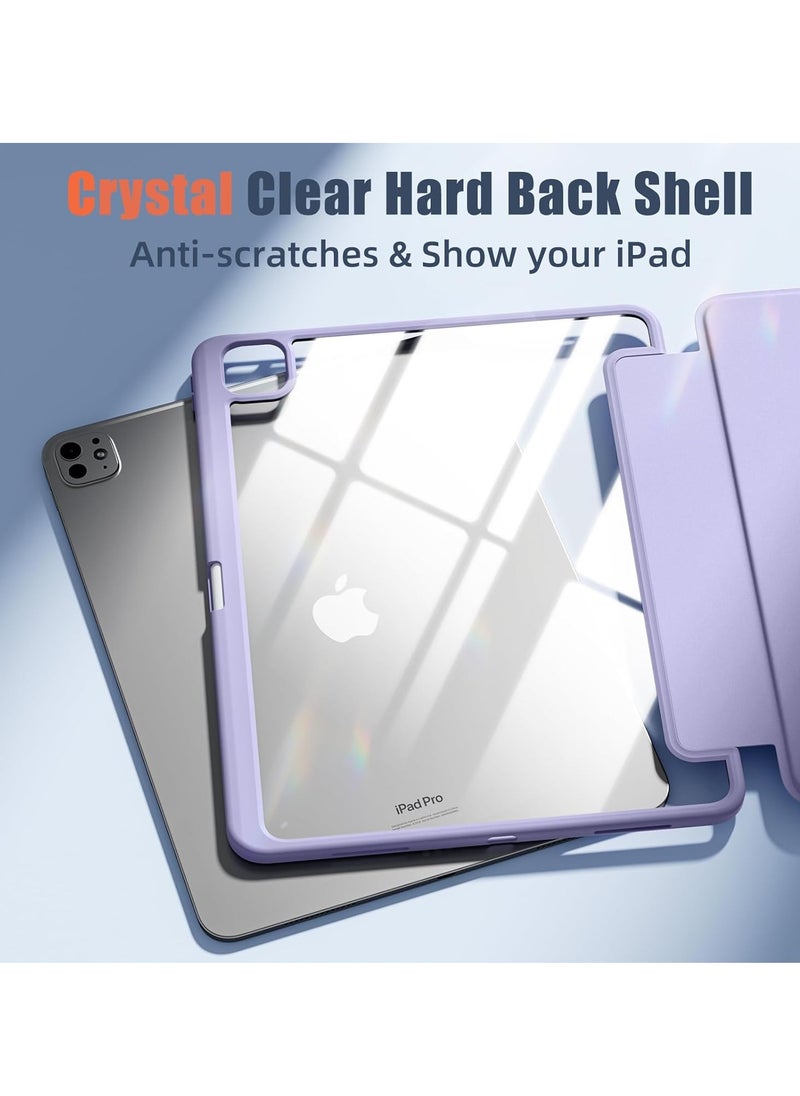 EVO - New Compatible with iPad Pro 11 inch Case 2024 M4 with Built-in Pencil Holder, for iPad Pro 11 Case with Hard Clear Back Shell, Support Pencil Pro & Pencil (USB-C), Auto Wake/Sleep,Lilac Purple - Image 1