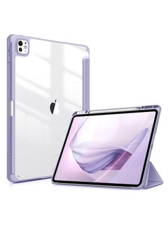 New Compatible with iPad Pro 11 inch Case 2024 M4 with Built-in Pencil Holder, for iPad Pro 11 Case with Hard Clear Back Shell, Support Pencil Pro & Pencil (USB-C), Auto Wake/Sleep,Lilac Purple