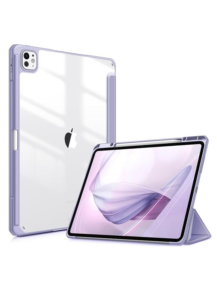 EVO - New Compatible with iPad Pro 11 inch Case 2024 M4 with Built-in Pencil Holder, for iPad Pro 11 Case with Hard Clear Back Shell, Support Pencil Pro & Pencil (USB-C), Auto Wake/Sleep,Lilac Purple - Image 1