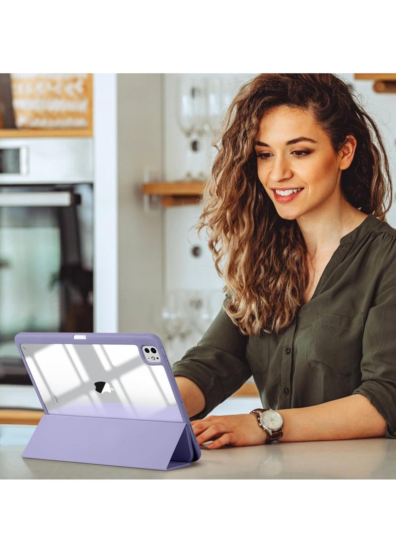 EVO - New Compatible with iPad Pro 11 inch Case 2024 M4 with Built-in Pencil Holder, for iPad Pro 11 Case with Hard Clear Back Shell, Support Pencil Pro & Pencil (USB-C), Auto Wake/Sleep,Lilac Purple - Image 1