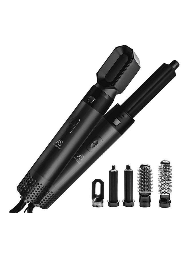 NIBEMINENT 5-in-1 Multifunctional Warm-Air Comb Hair Curlers Straight Dryer Black - Image 1