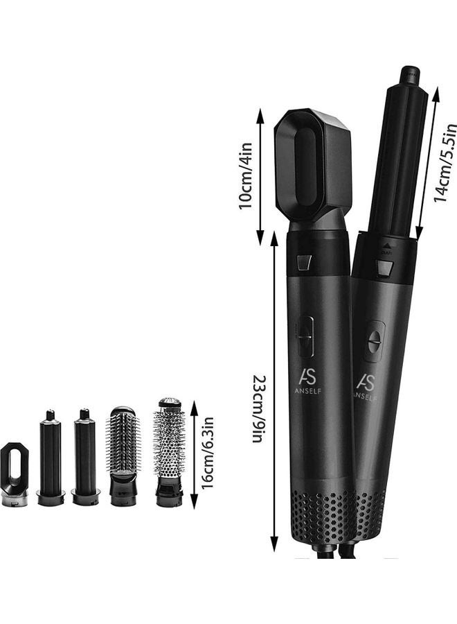 NIBEMINENT 5-in-1 Multifunctional Warm-Air Comb Hair Curlers Straight Dryer Black - Image 3