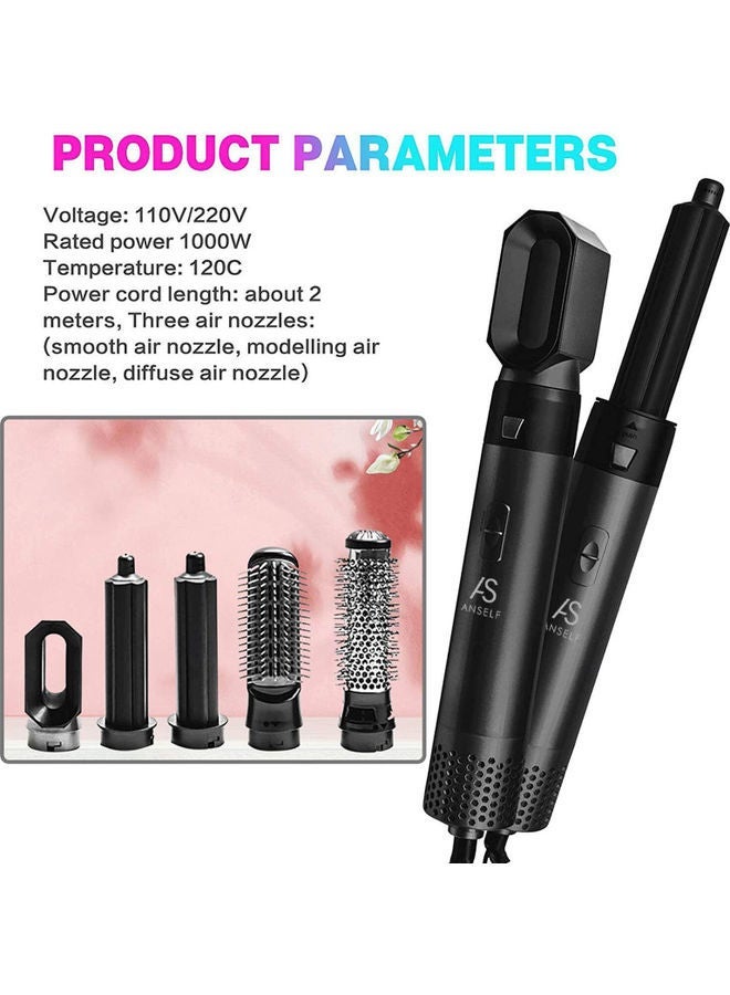 NIBEMINENT 5-in-1 Multifunctional Warm-Air Comb Hair Curlers Straight Dryer Black - Image 2