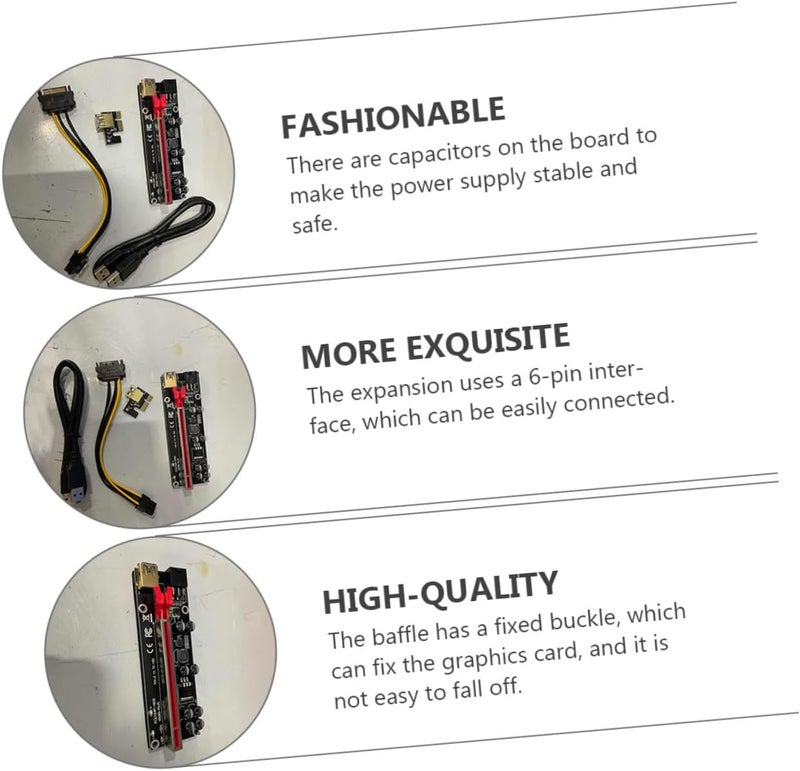6sets Pci-e to Extender Riser Adapter Card with Capacitors for Stable Power Supply and Led Indicator Easy Installation for Gpu Mining and Gaming Use - Image 3