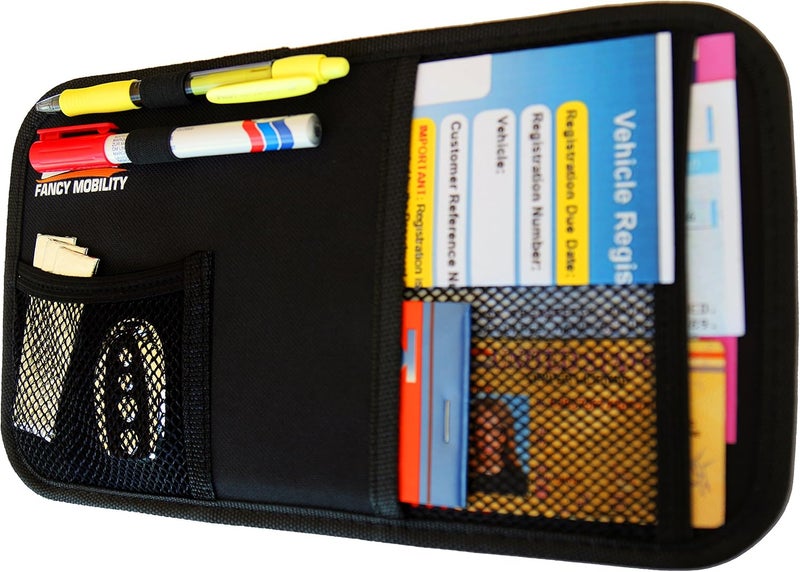 Fancy Mobility Car Sun Visor Organizer - Auto Accessories Document Holder - Car, Truck, SUV Registration & Insurance Storage Pouch - Road Trip Essential Gift for Any Driver - Comes With a Unique eBook - Image 1
