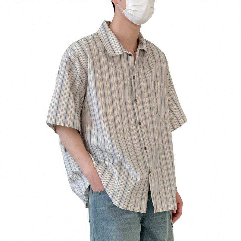 Men's Short Sleeve Casual Shirt Loose Fit Summer Top
