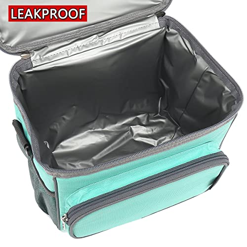 FlowFly Insulated Reusable Lunch Bag Adult Large Lunch Box for Women and Men with Adjustable Shoulder Strap,Front Zipper Pocket and Dual Large Mesh Side Pockets,Daisy - Image 3