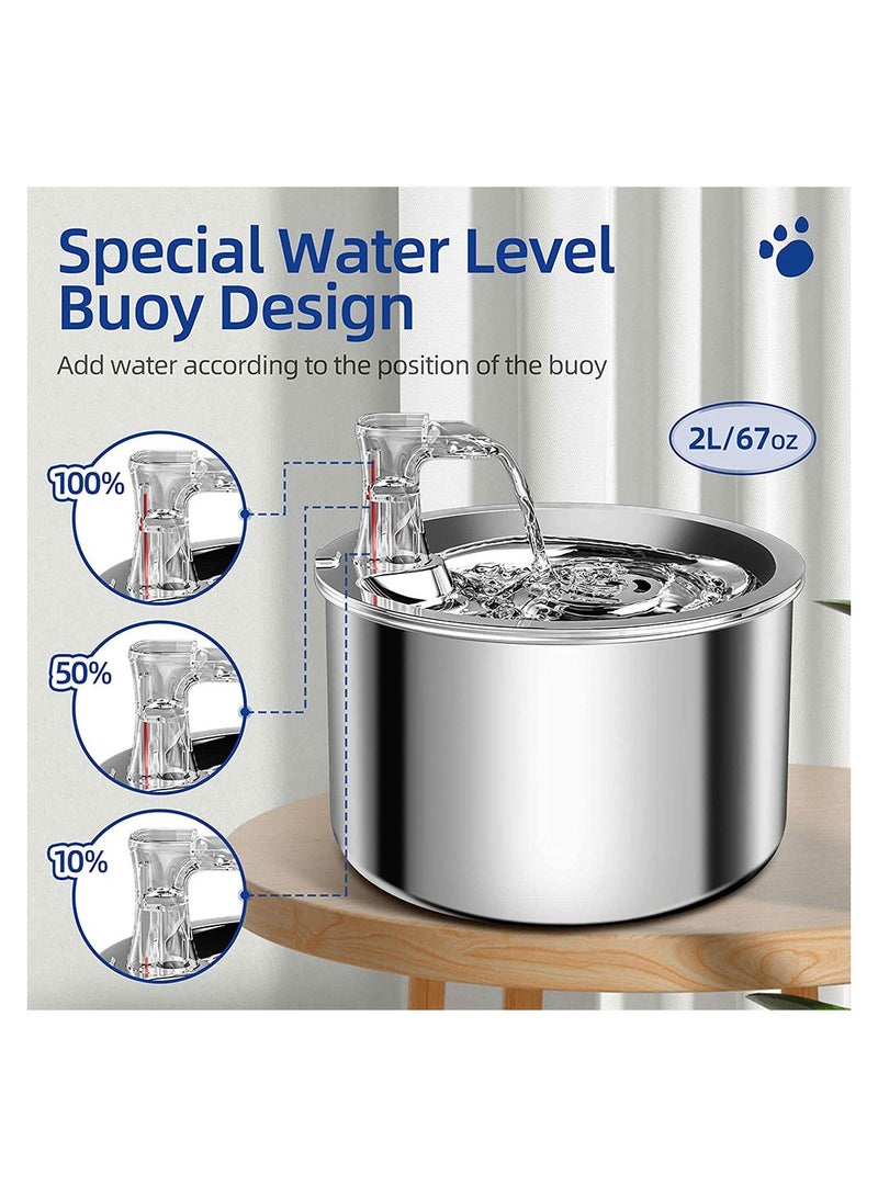 Cool Baby COOLBABY 2L Cat Water Fountain Multiple Filter Stainless Steel Pet Water Fountain Safety Silent Water Pump Buoy water level detection - Image 3