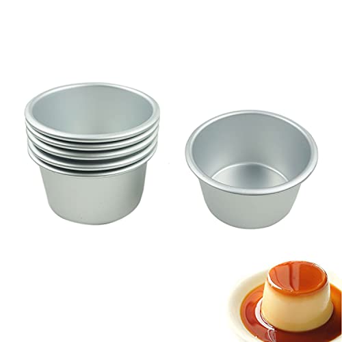 Proshopping 6 Packs Popover Pan， Large Individual Muffin Mold, Aluminium Pudding Cup, Chocolate Molten Mould, Raspberry Souffle Baking Maker, Brownie Tumbler -for Pie, Egg Tart, Cake (Size 3.4"x 2") - Image 1