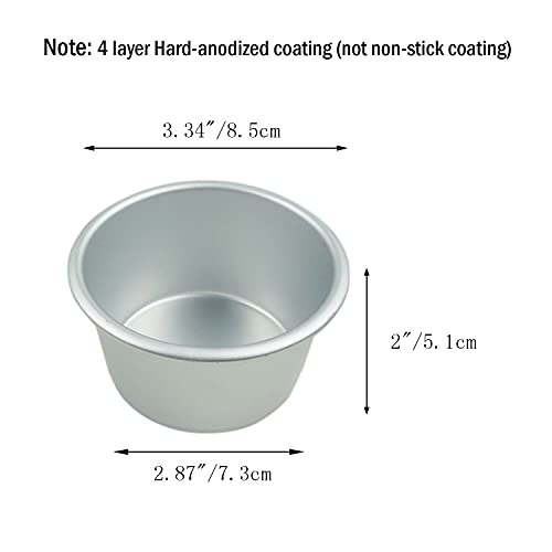 Proshopping 6 Packs Popover Pan， Large Individual Muffin Mold, Aluminium Pudding Cup, Chocolate Molten Mould, Raspberry Souffle Baking Maker, Brownie Tumbler -for Pie, Egg Tart, Cake (Size 3.4"x 2") - Image 2