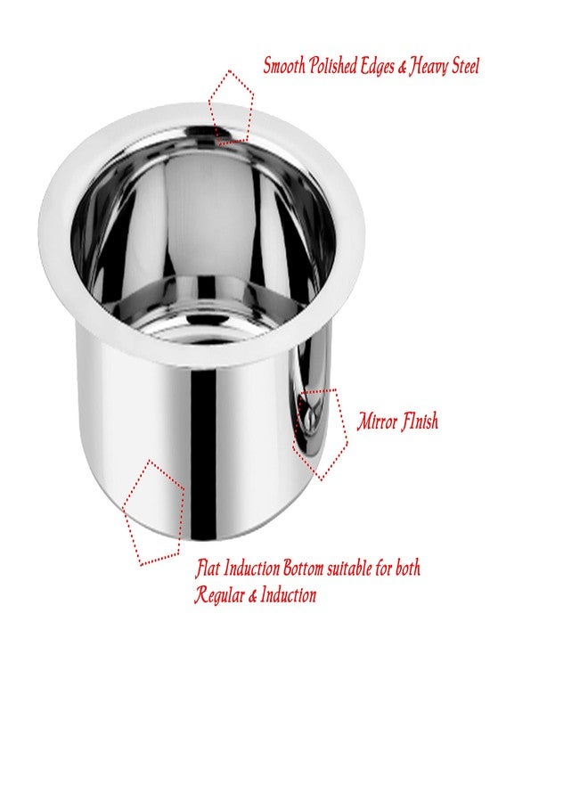 BLeaf Stainless Steel-Flat Bottom Tope/ Heavy Guage Tope (Pack of 5) (0.5L, 1L, 1.5L, 2L, 2.5L) 4 Pcs Ladle Set (Combo) - Image 3